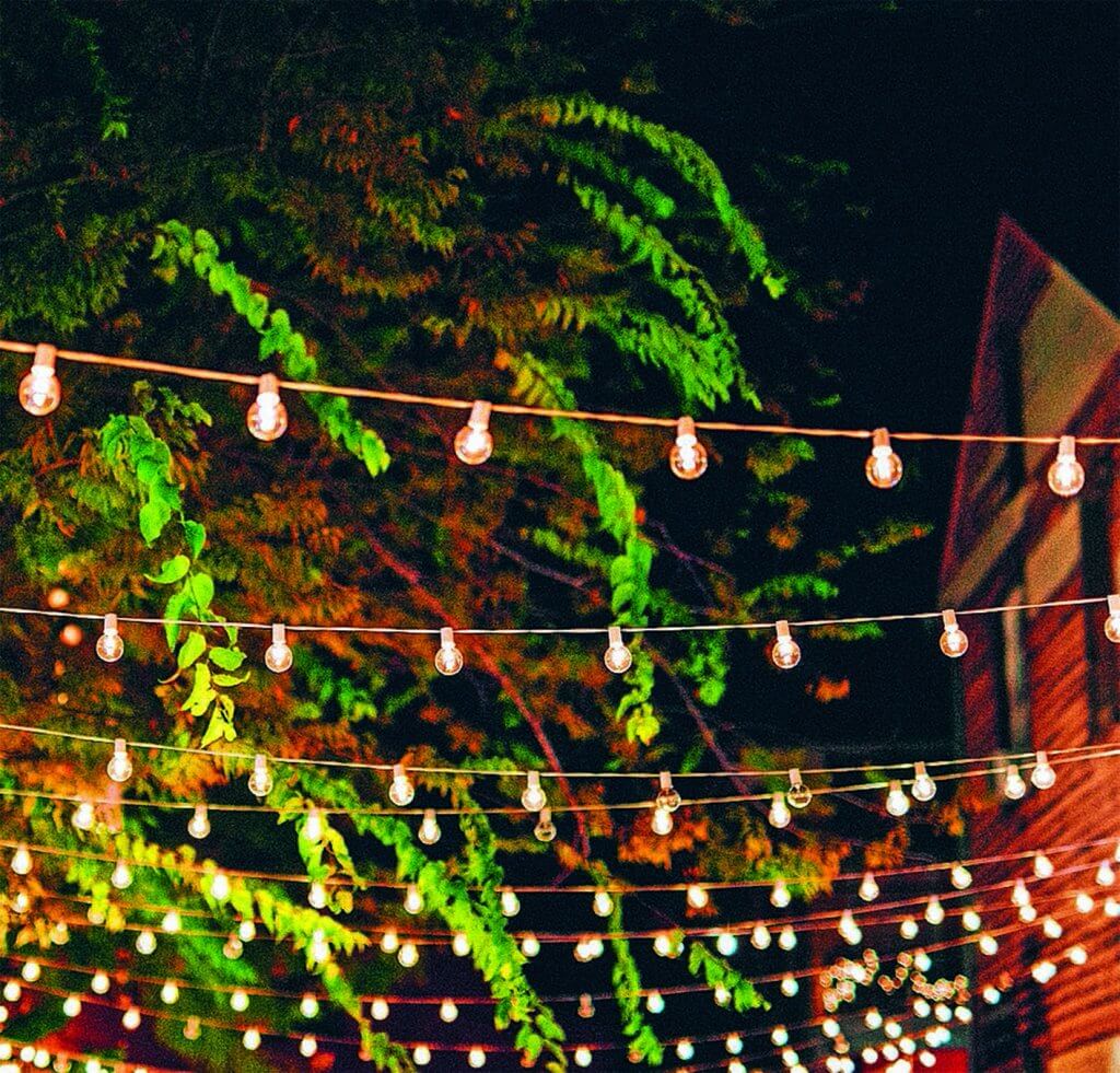 Night Market lit up on warm summers night